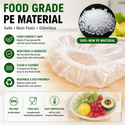 🔥100 CUBIERTAS DESECHABLES ELÁSTICAS para Alimentos para Tazones y Platos