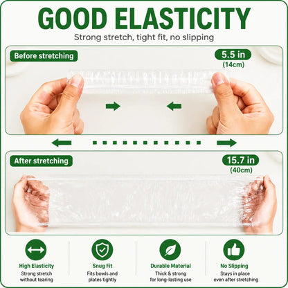 🔥100 CUBIERTAS DESECHABLES ELÁSTICAS para Alimentos para Tazones y Platos