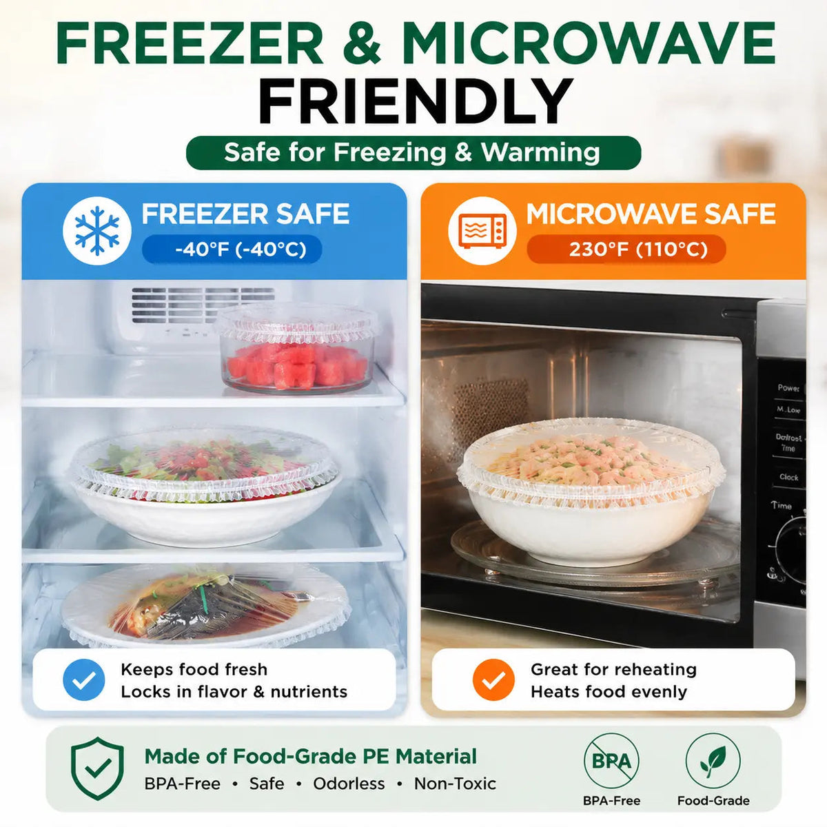 🔥100 CUBIERTAS DESECHABLES ELÁSTICAS para Alimentos para Tazones y Platos