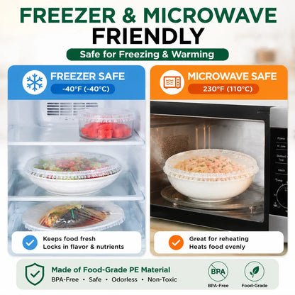 🔥100 CUBIERTAS DESECHABLES ELÁSTICAS para Alimentos para Tazones y Platos