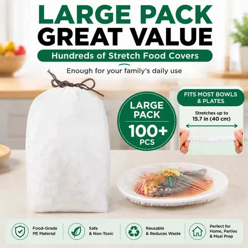 🔥100 CUBIERTAS DESECHABLES ELÁSTICAS para Alimentos para Tazones y Platos